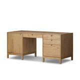 Tula Executive Desk in Worn Oak Veneer from Four Hands - Luna Furniture