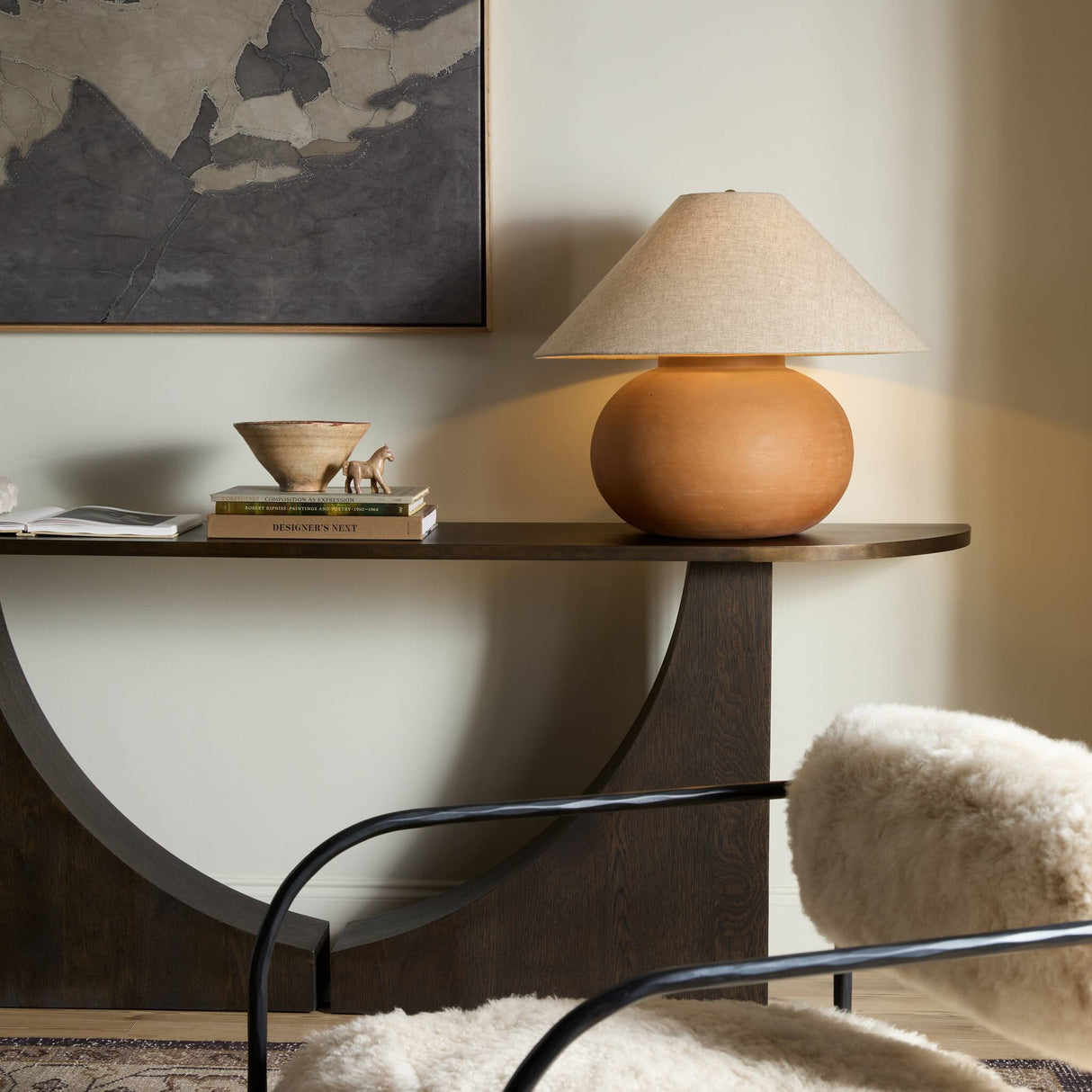 Sol Table Lamp in Natural Terracotta from Four Hands - Luna Furniture