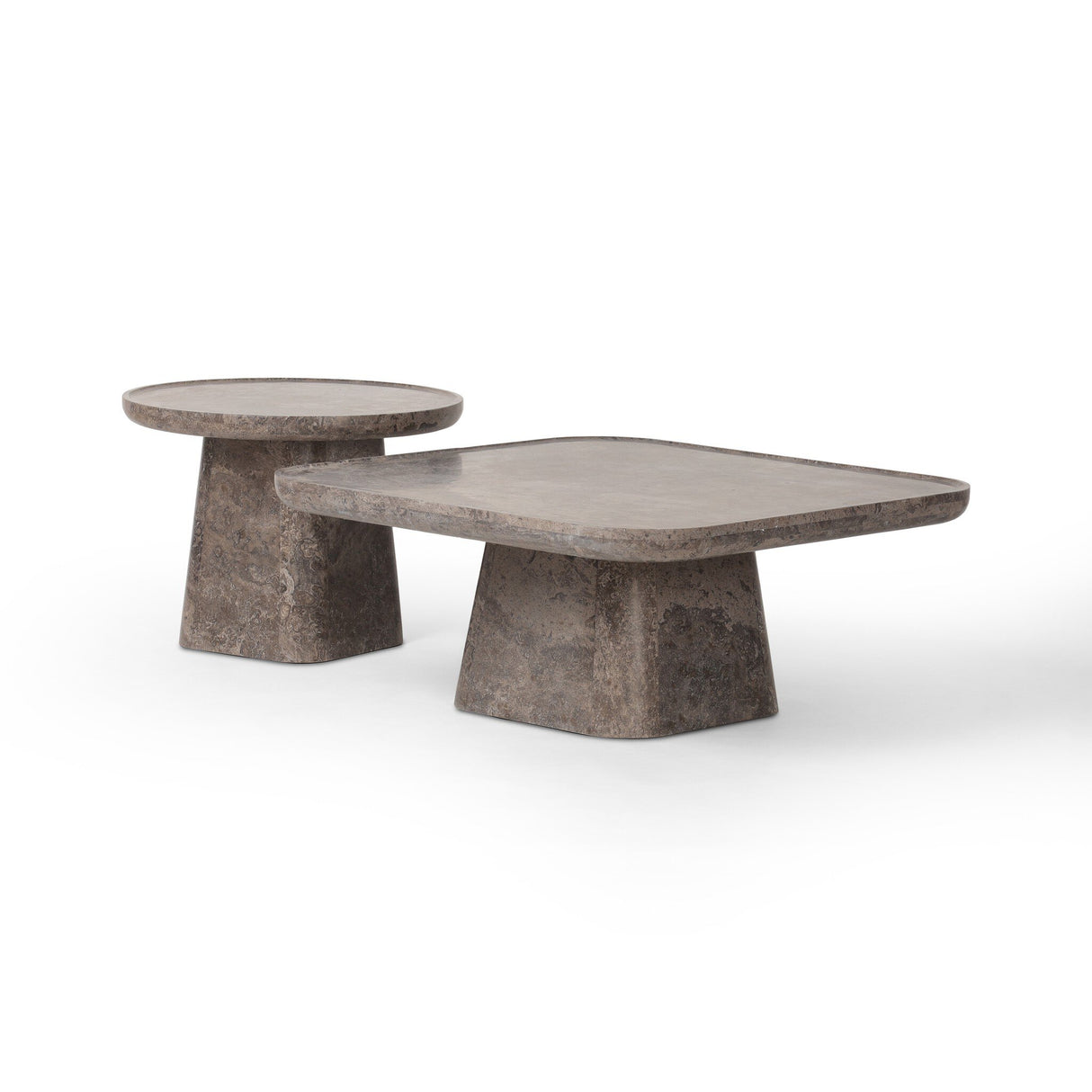 Zane Coffee Table Set in Warm Grey Marble from Four Hands - Luna Furniture