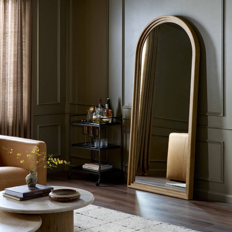 Belvin Floor Mirror in Sandy Nettlewood from Four Hands - Luna Furniture