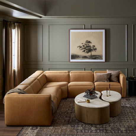 Kenlee Power Recliner 5Pc Sectional in Palermo Cognac from Four Hands - Luna Furniture