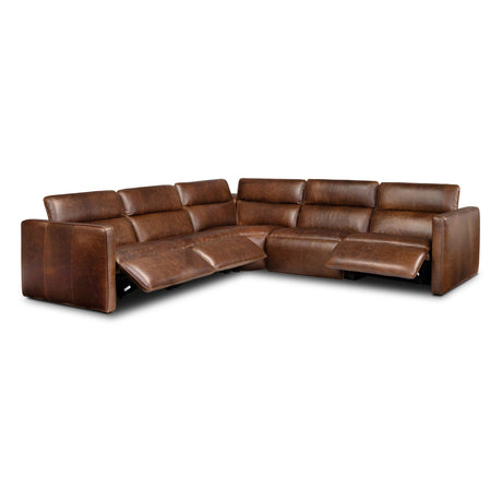 Kenlee Power Recliner 5Pc Sectional in Raleigh Cigar from Four Hands - Luna Furniture