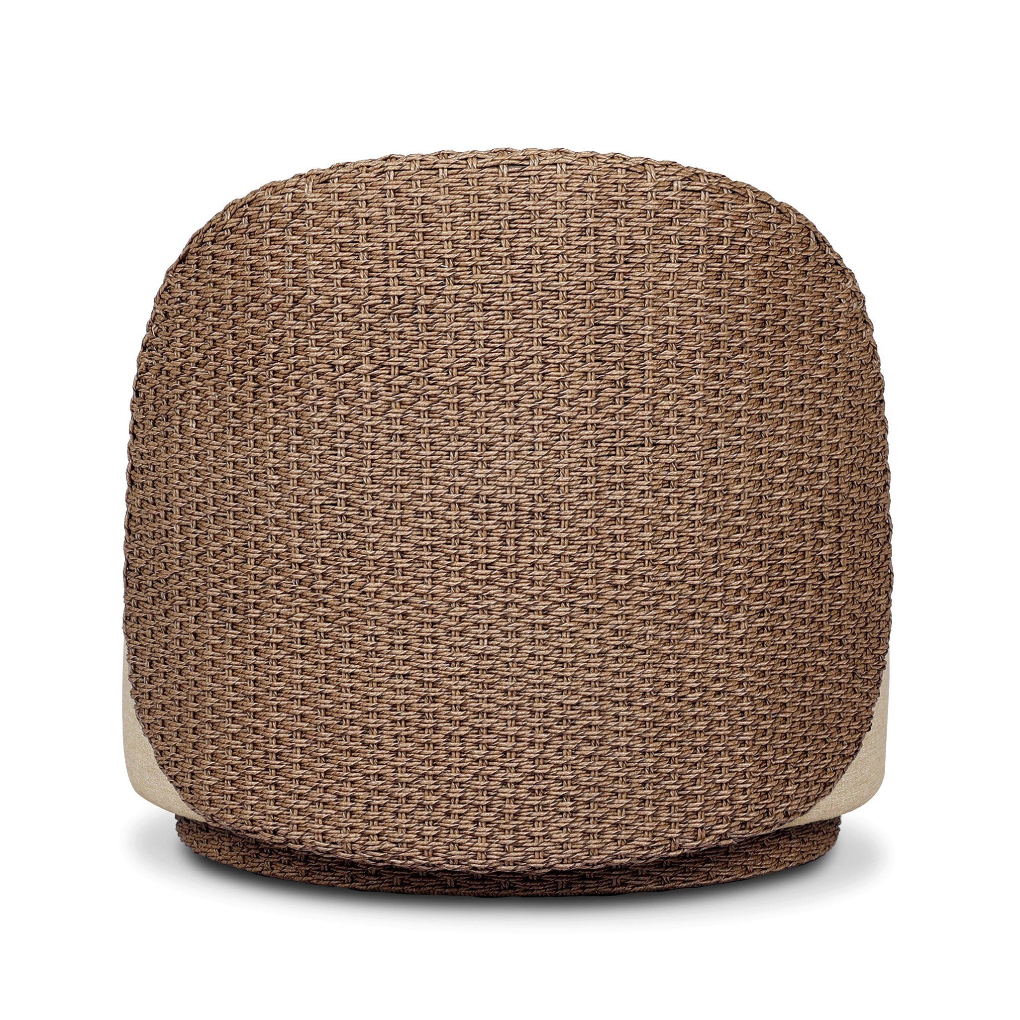 Quaid Outdoor Woven Swivel Chair in Alessi Buff – Luna Furniture
