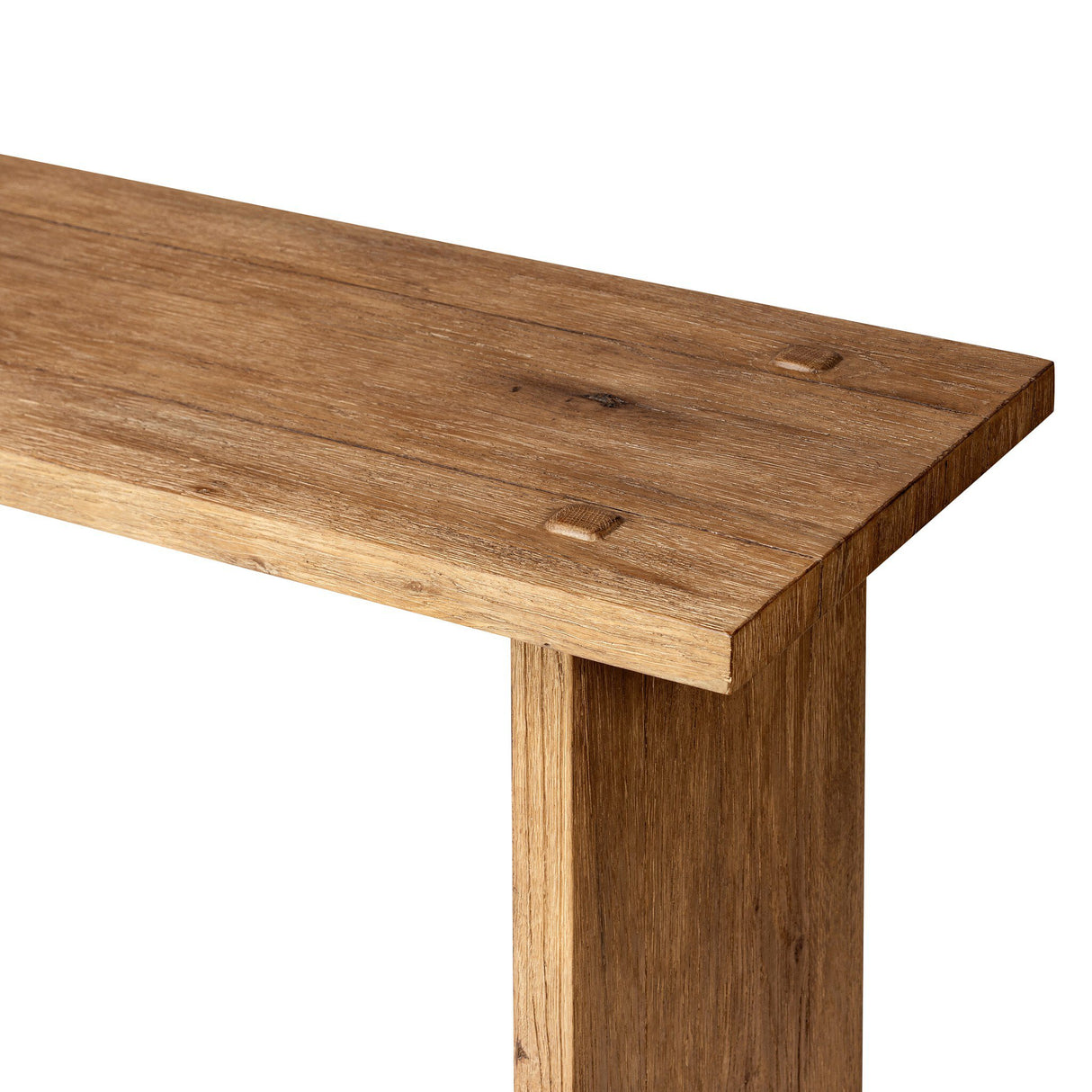 Zeno Console Table in Distressed Blonde Oak Veneer from Four Hands - Luna Furniture