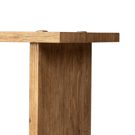 Zeno Console Table in Distressed Blonde Oak Veneer from Four Hands - Luna Furniture