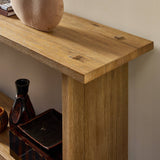 Zeno Console Table in Distressed Blonde Oak Veneer from Four Hands - Luna Furniture