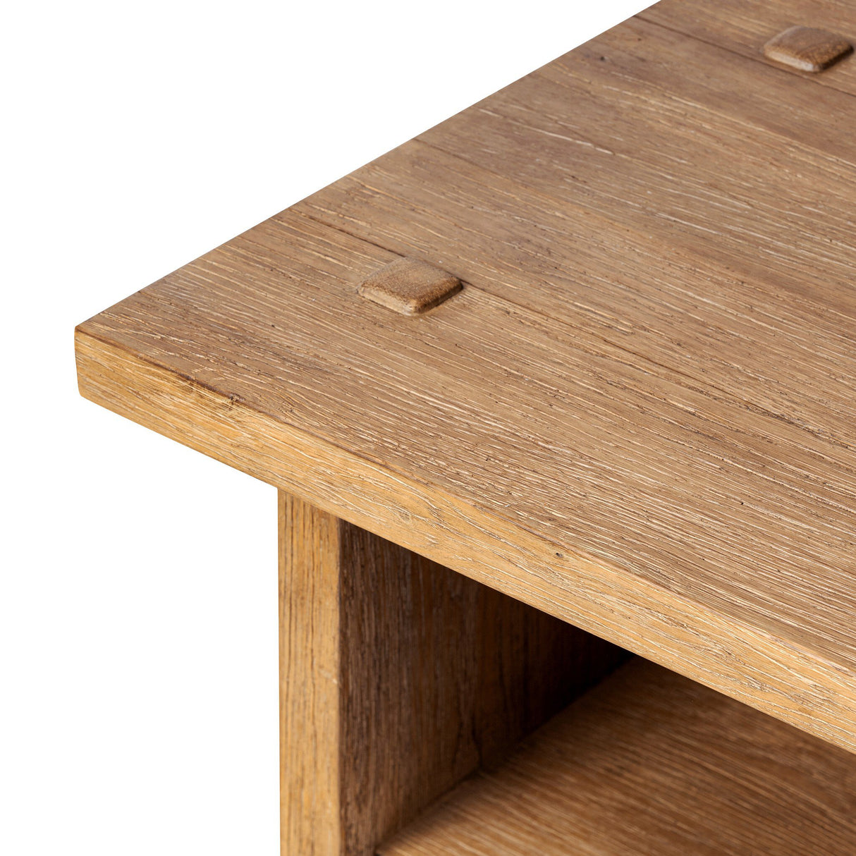 Zeno End Table in Distressed Blonde Oak Veneer from Four Hands - Luna Furniture
