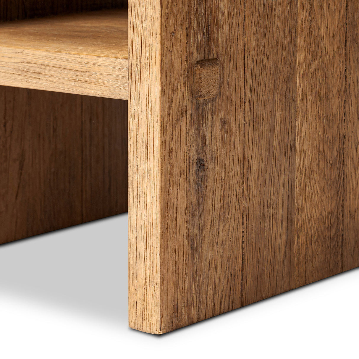 Zeno End Table in Distressed Blonde Oak Veneer from Four Hands - Luna Furniture