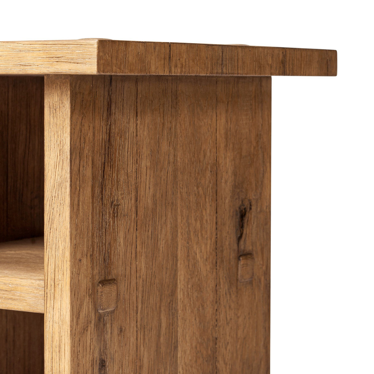 Zeno End Table in Distressed Blonde Oak Veneer from Four Hands - Luna Furniture