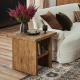 Zeno End Table in Distressed Blonde Oak Veneer from Four Hands - Luna Furniture
