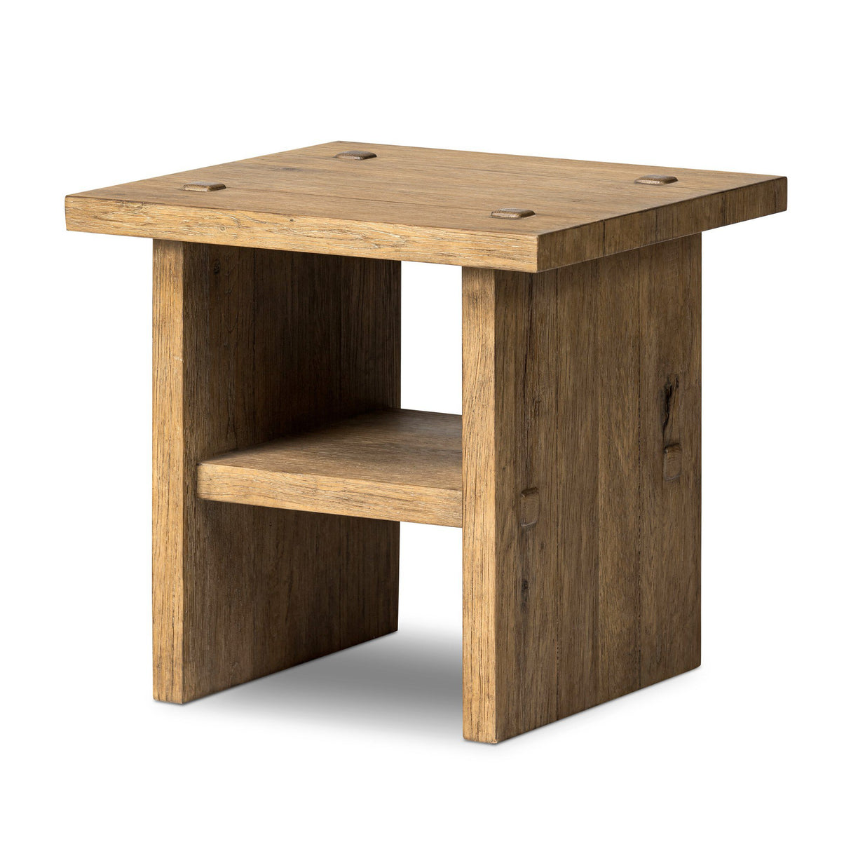 Zeno End Table in Distressed Blonde Oak Veneer from Four Hands - Luna Furniture