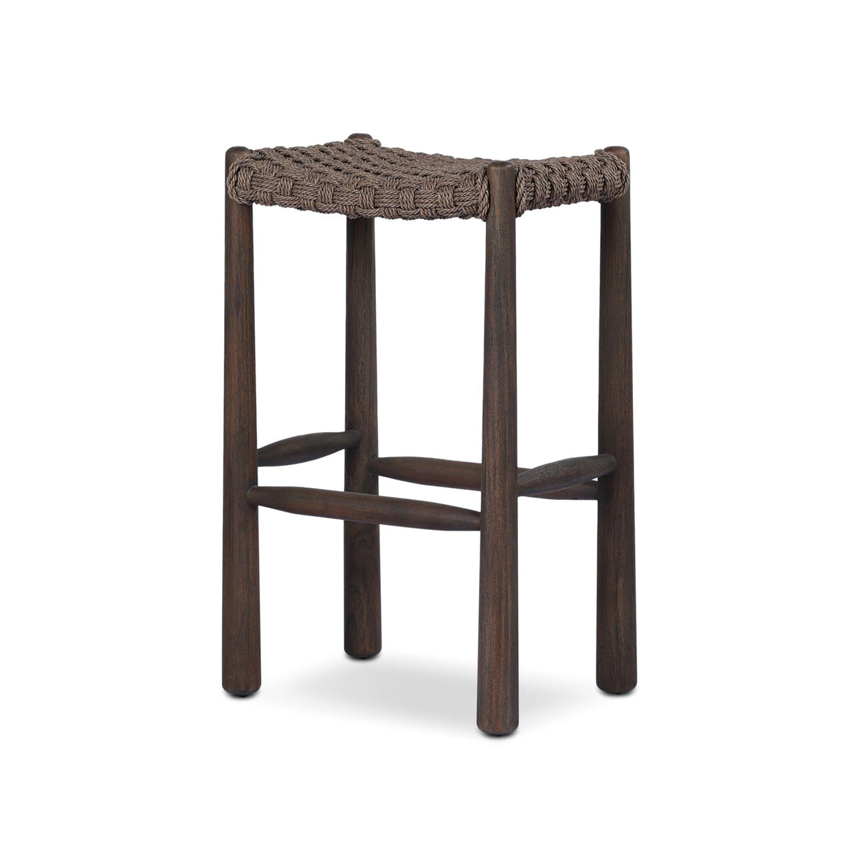 Savio Outdoor Bar + Counter Stool in Dark Textured Woven from Four Hands - Luna Furniture