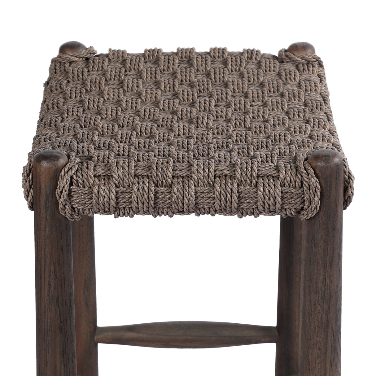 Savio Outdoor Bar + Counter Stool in Dark Textured Woven from Four Hands - Luna Furniture