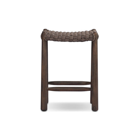 Savio Outdoor Bar + Counter Stool in Dark Textured Woven from Four Hands - Luna Furniture