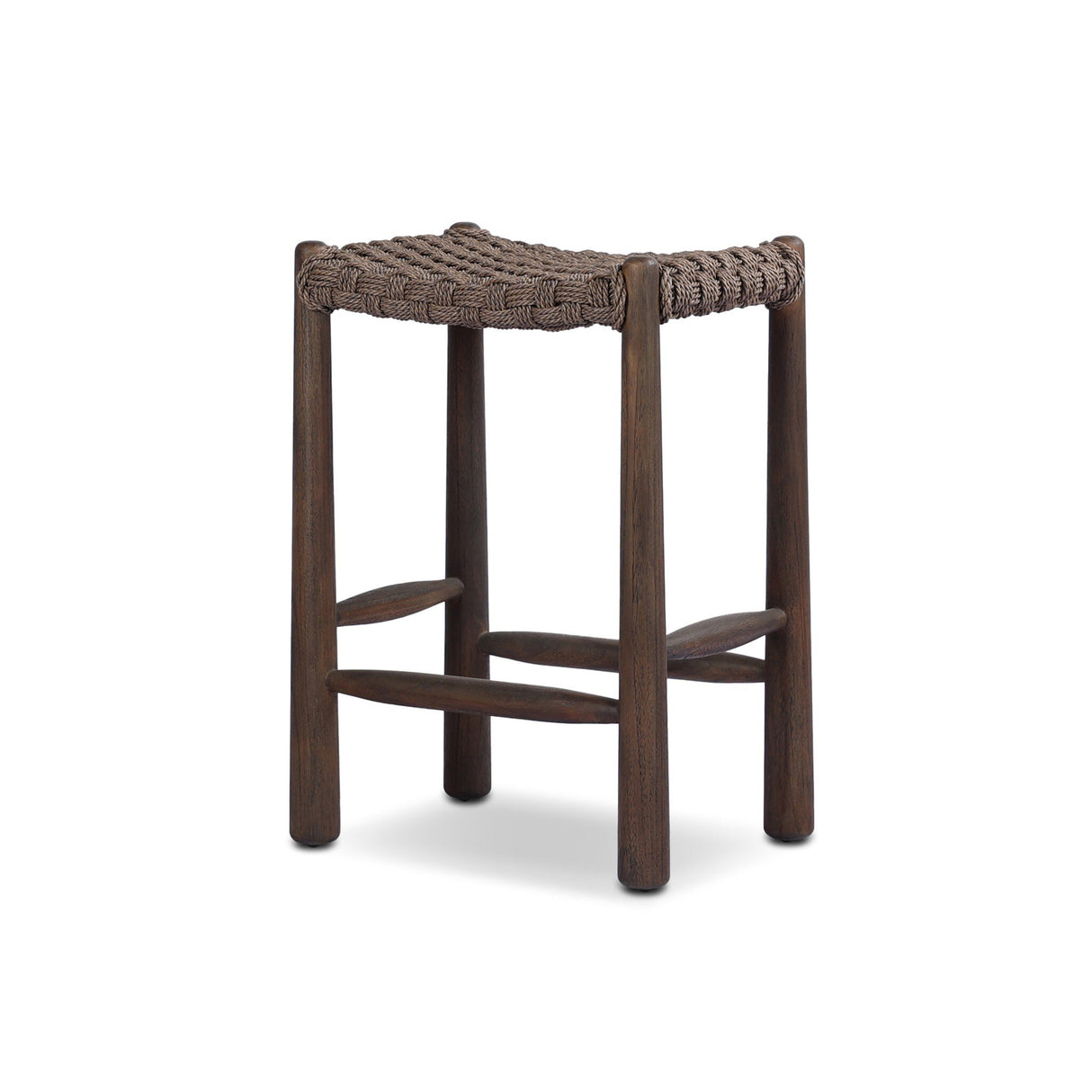 Savio Outdoor Bar + Counter Stool in Dark Textured Woven from Four Hands - Luna Furniture