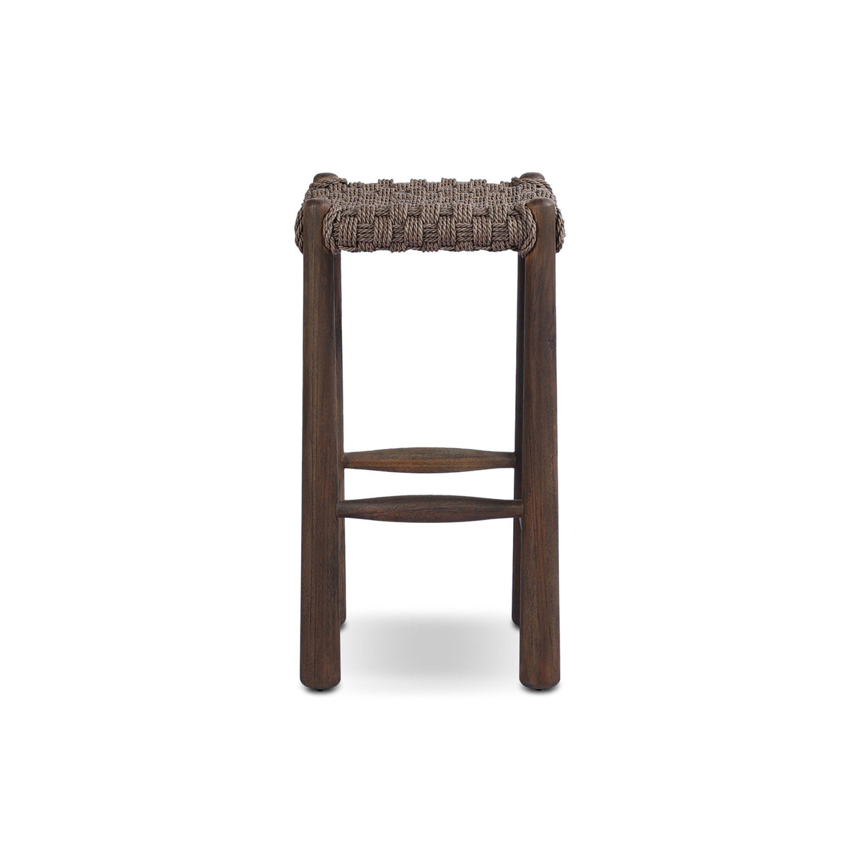 Savio Outdoor Bar + Counter Stool in Dark Textured Woven from Four Hands - Luna Furniture
