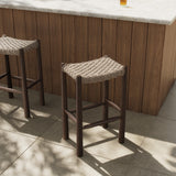 Savio Outdoor Bar + Counter Stool in Vintage White from Four Hands - Luna Furniture