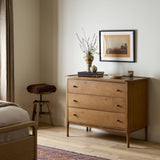 Franny 3 Drawer Chest in Saddle Brown Veneer from Four Hands - Luna Furniture