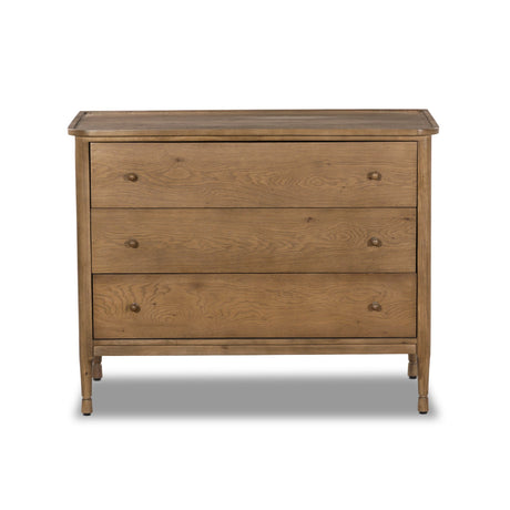 Franny 3 Drawer Chest in Saddle Brown Veneer from Four Hands - Luna Furniture