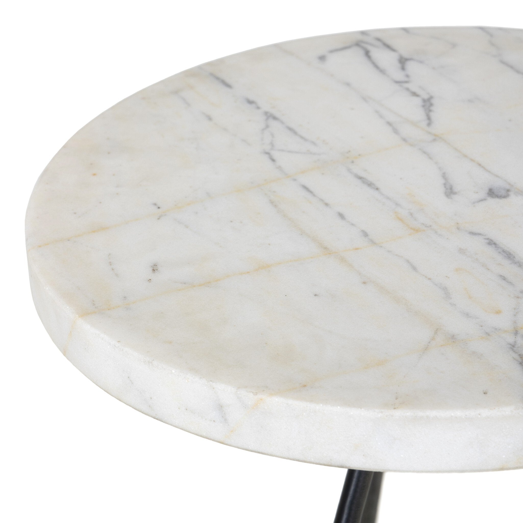 Clove End Table in Veined White Marble – Luna Furniture
