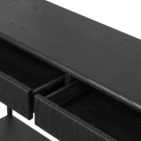 Rosenell Console Table - 60" in Black Oak Solid from Four Hands - Luna Furniture