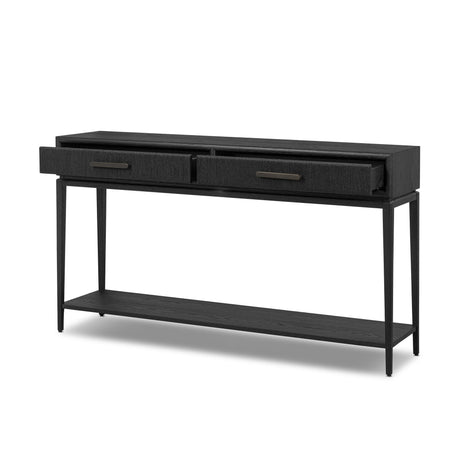 Rosenell Console Table - 60" in Black Oak Solid from Four Hands - Luna Furniture