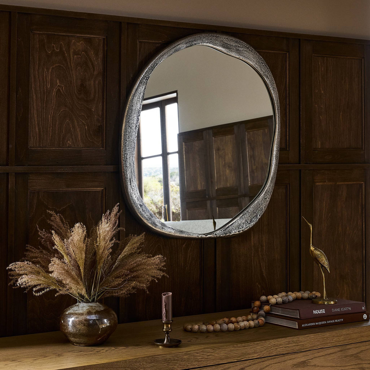 Chavez Mirror in Raw Antique Nickel from Four Hands - Luna Furniture