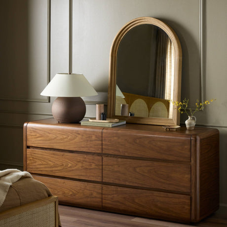 Belvin Wall Mirror in Sandy Nettlewood from Four Hands - Luna Furniture