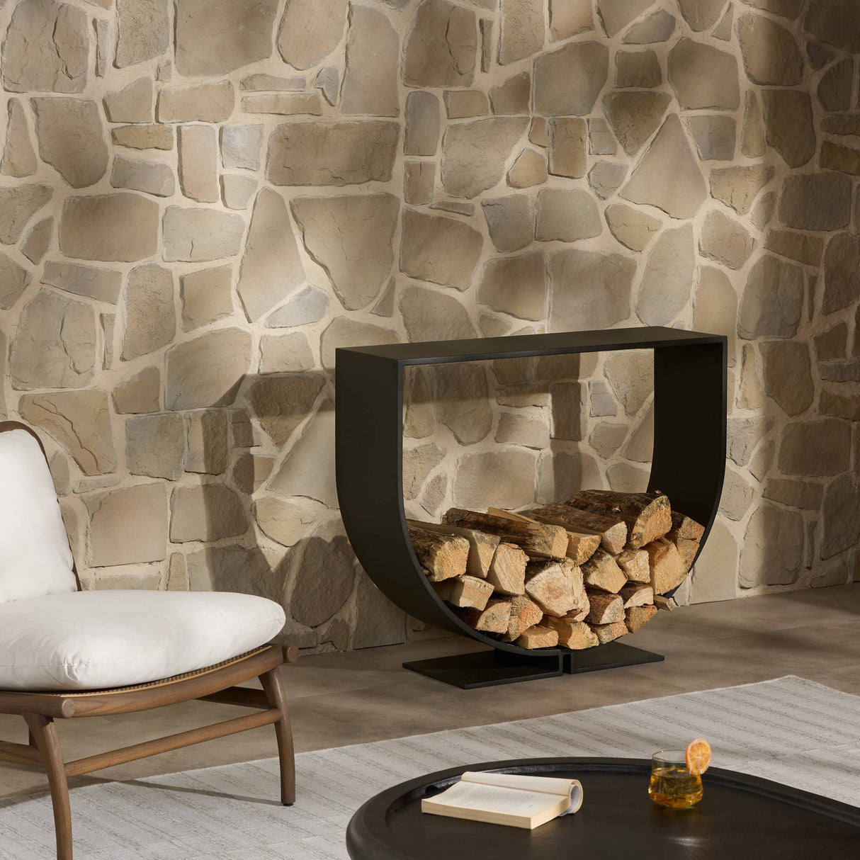 Kayo Firewood Storage in Charcoal Iron from Four Hands - Luna Furniture