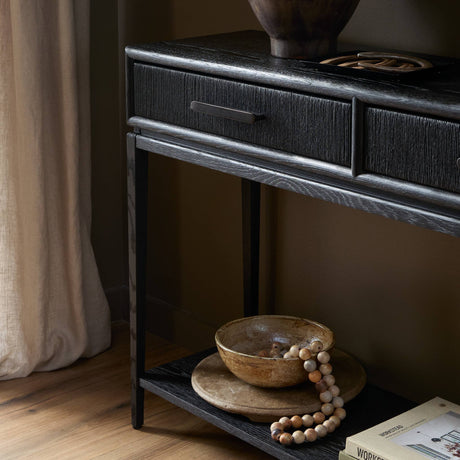 Rosenell Console Table - 78" in Black Oak Solid from Four Hands - Luna Furniture