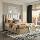 Ribbon Light Brown Upholstered King Bed