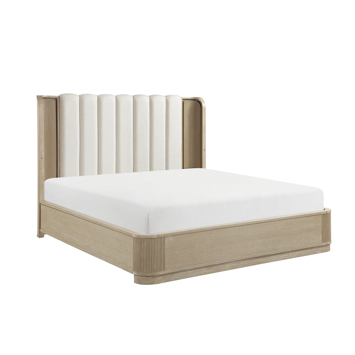 Ribbon Light Brown Upholstered King Bed