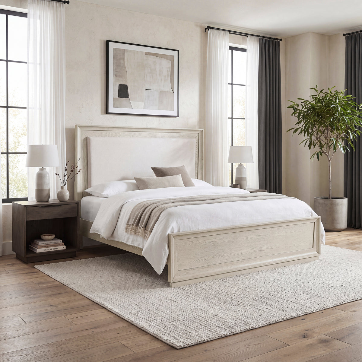 Solas Pearl Eastern King LED Upholstered Panel Bed from Homelegance - Luna Furniture