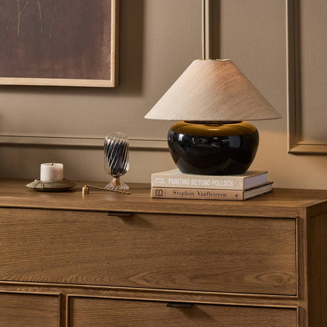 Kiyo Table Lamp in Glossy Black Ceramic from Four Hands - Luna Furniture