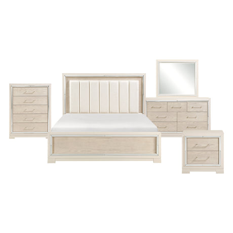 Alabaster Light Gray/Cream 5-Piece Queen Bedroom Set from Homelegance - Luna Furniture