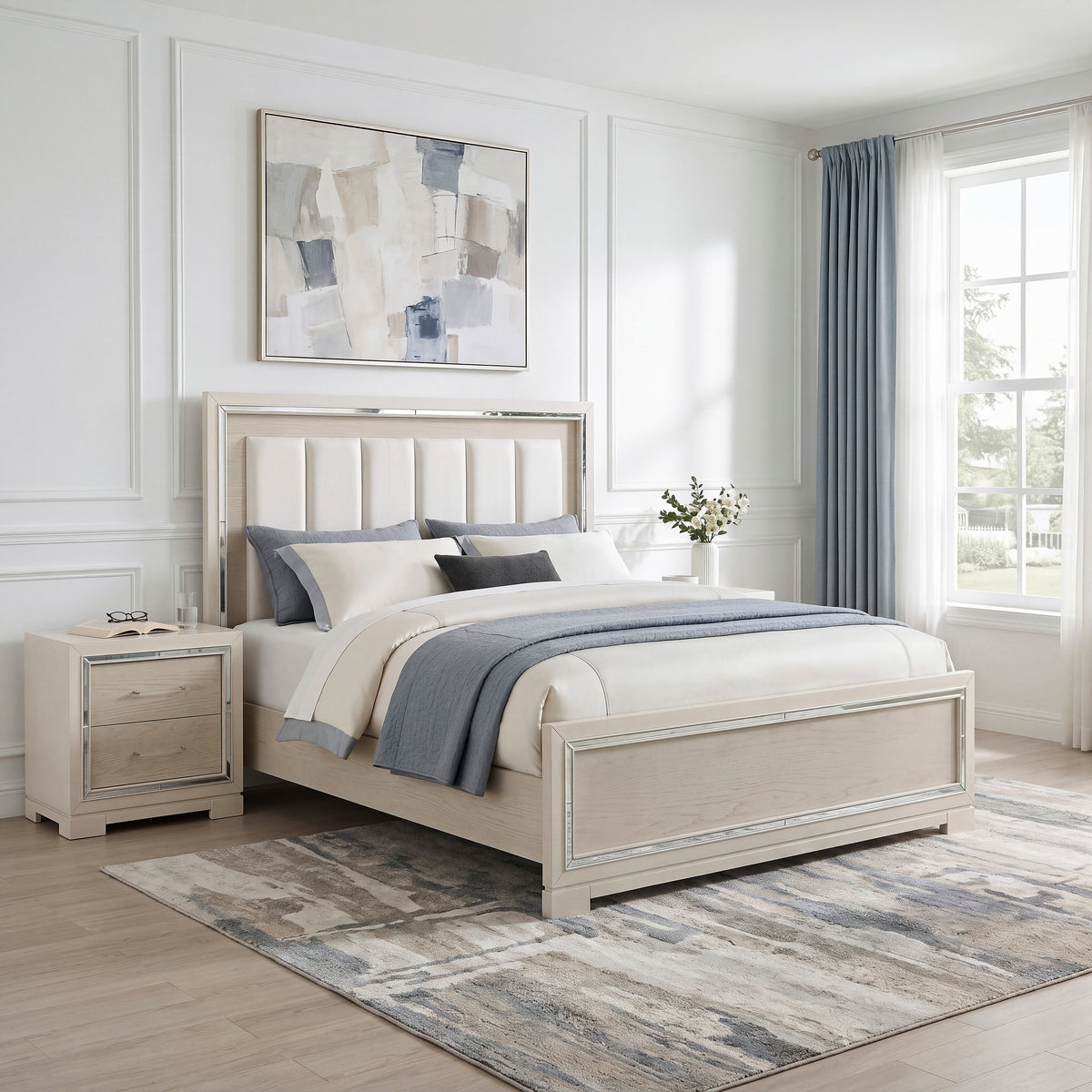 Alabaster Light Gray/Cream Queen Bed from Homelegance - Luna Furniture