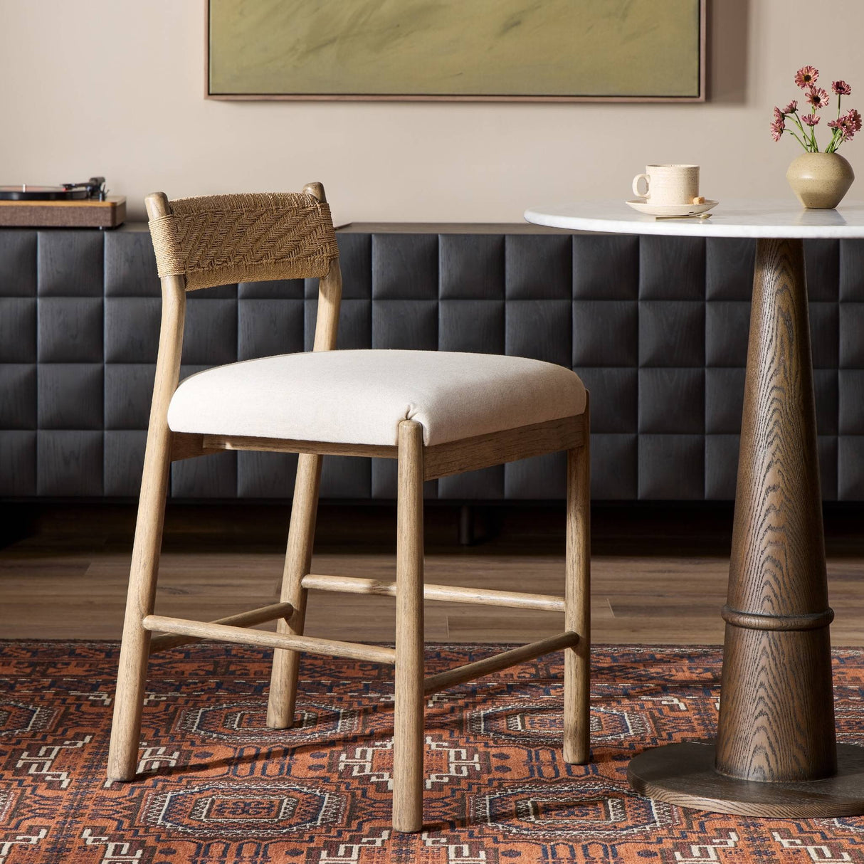 Raynor Bar + Counter Stool in Lynchart Sand from Four Hands - Luna Furniture