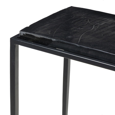Dalston Cast Glass Console Table in Smoked Black Cast Glass from Four Hands - Luna Furniture