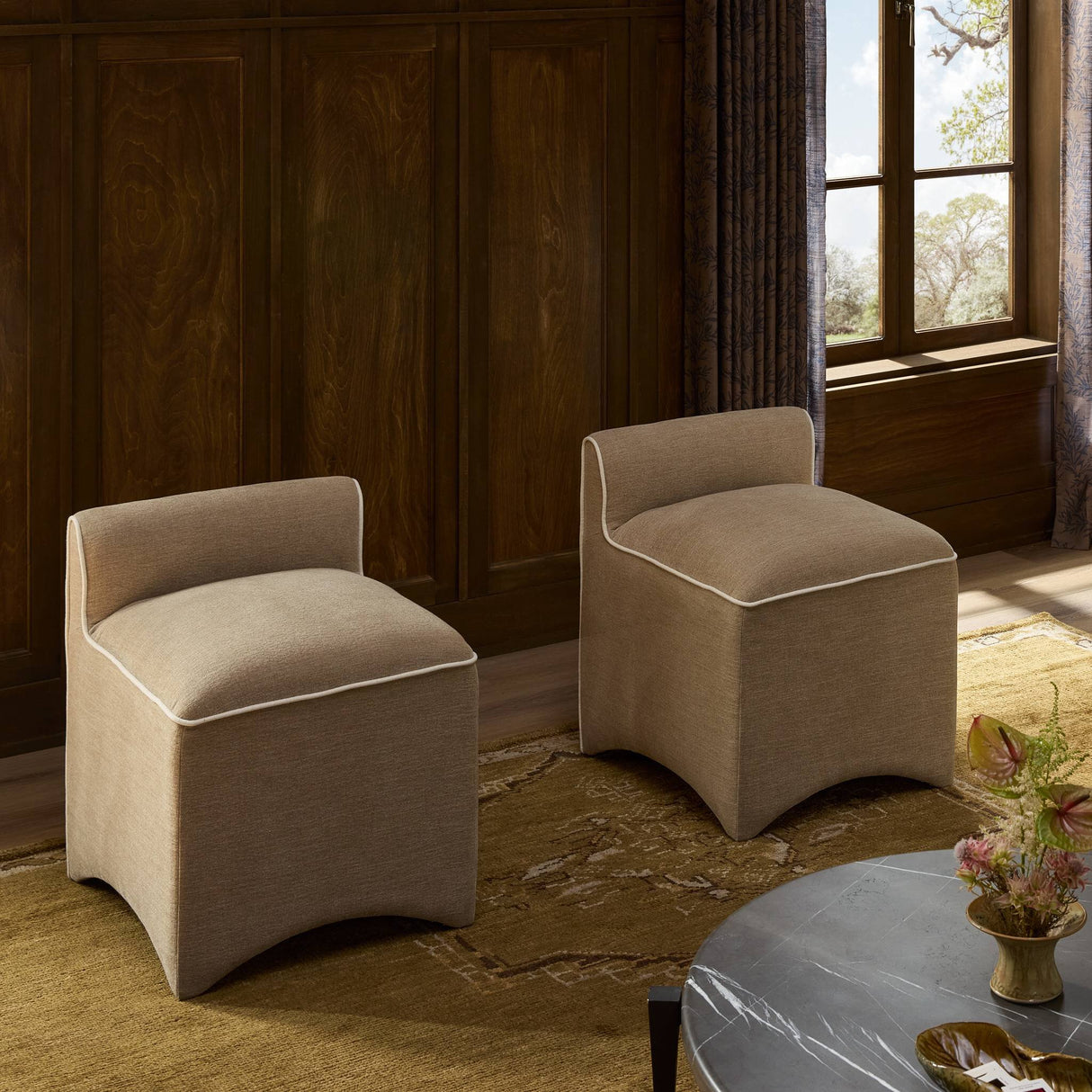 Allonia Accent Stool in Laughlin Natural from Four Hands - Luna Furniture