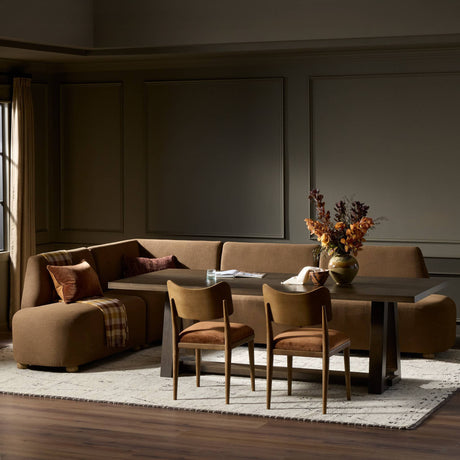 Clemence Dining Banquette L-Shape in Crypton Nomad Mushroom from Four Hands - Luna Furniture