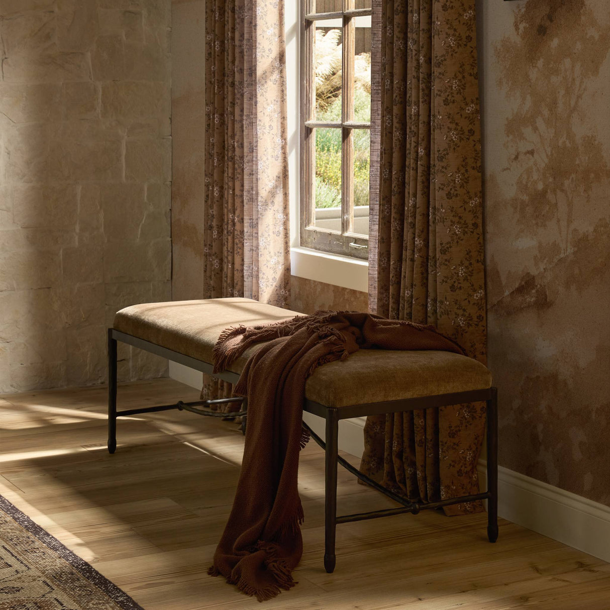 Jade Accent Bench in Altair Mushroom from Four Hands - Luna Furniture