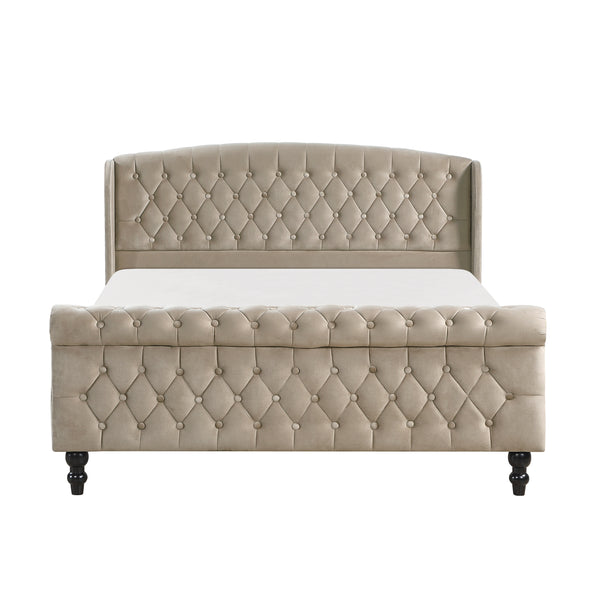 Heirloom Brown Upholstered Queen Platform Bed