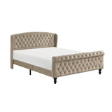 Heirloom Brown Upholstered Queen Platform Bed