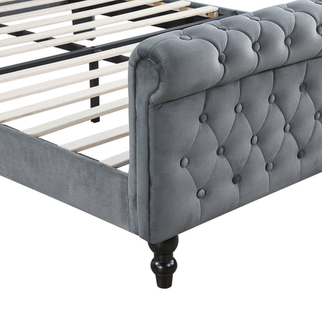 Heirloom Gray Upholstered Queen Platform Bed from Homelegance - Luna Furniture