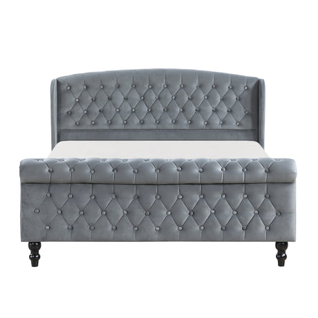 Heirloom Gray Upholstered Queen Platform Bed from Homelegance - Luna Furniture