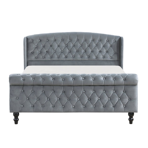 Heirloom Gray Upholstered Queen Platform Bed