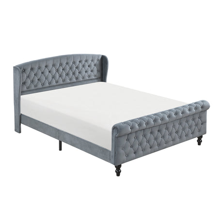 Heirloom Gray Upholstered Queen Platform Bed from Homelegance - Luna Furniture