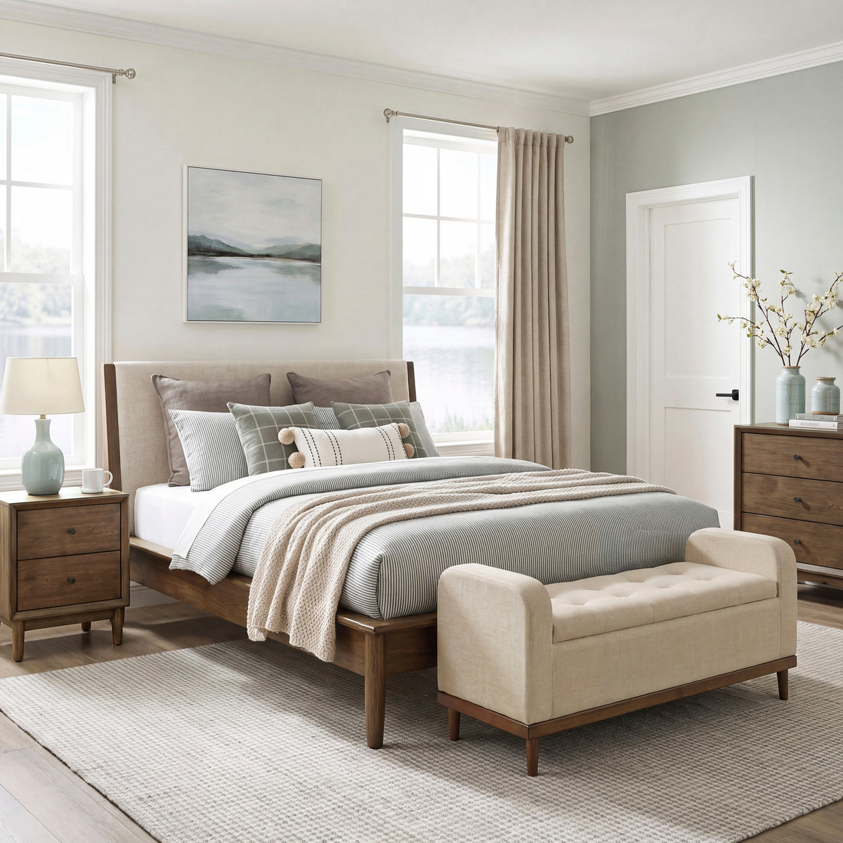 Marlow Brown/Oatmeal Modern Bedroom Set from Homelegance - Luna Furniture