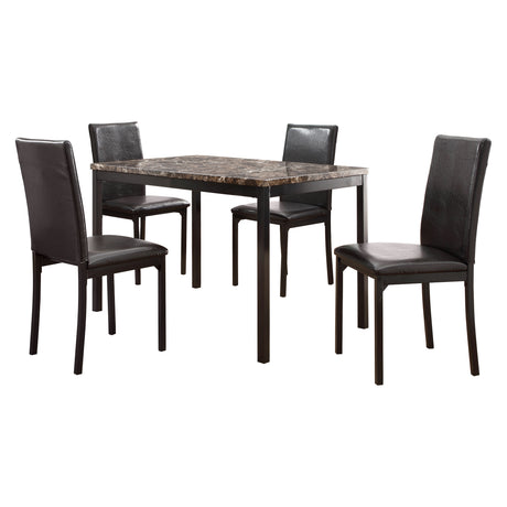 Tempe Brown/Black Marble-Top 5-Piece Dining Set from Homelegance - Luna Furniture