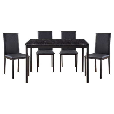Tempe Black Marble-Top 5-Piece Dining Set from Homelegance - Luna Furniture